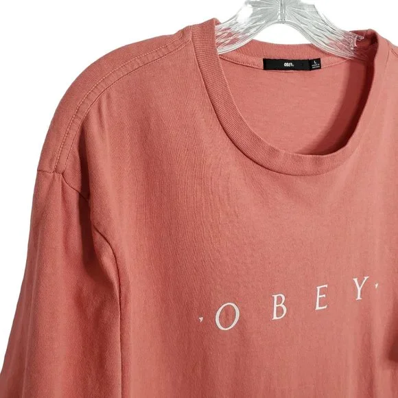 Obey Size L Shirt Tee T-Shirt Pullover Short Sleeve Graphic Logo Tag 100% Cotton - Picture 6 of 7